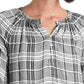 Blusa feminina Lucky Brand Jessica Plaid bordada cinza tamanho grande