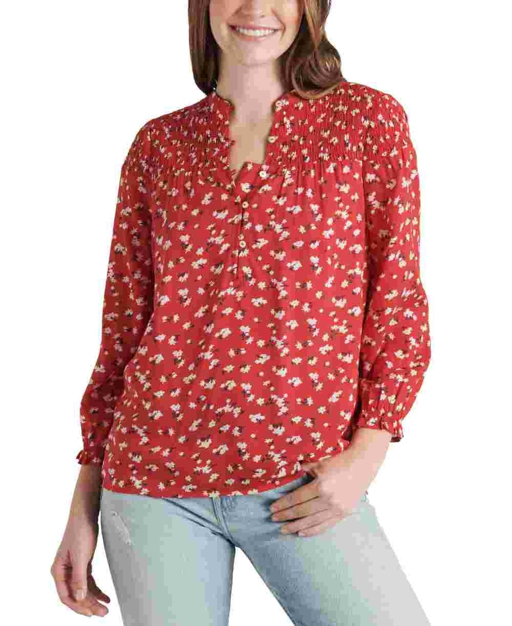 Blusa feminina estampada Lucky Brand vermelha tamanho X-G