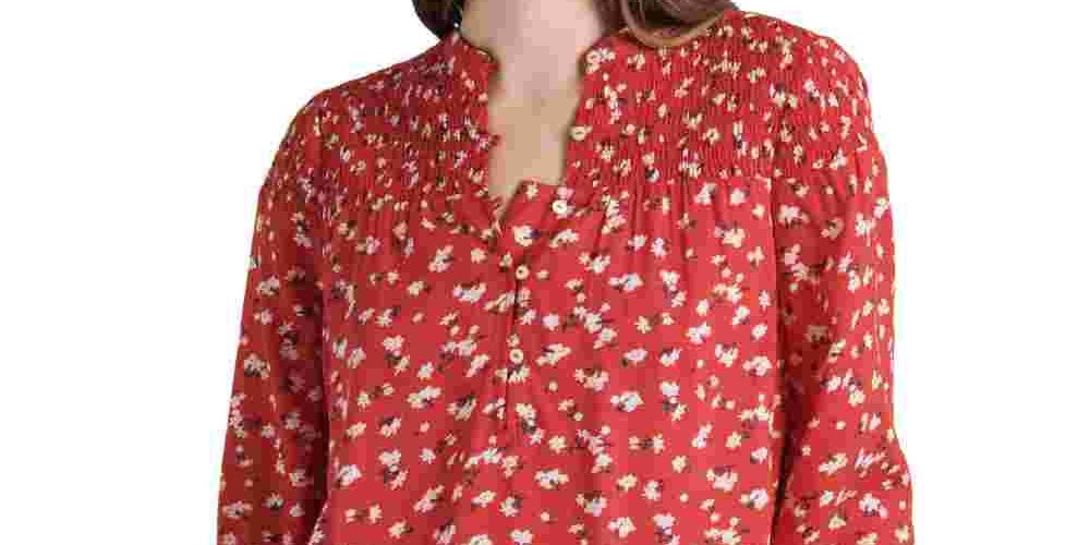 Blusa feminina estampada Lucky Brand vermelha tamanho X-G