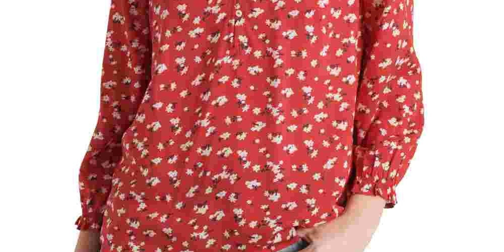 Blusa feminina estampada Lucky Brand vermelha tamanho X-G