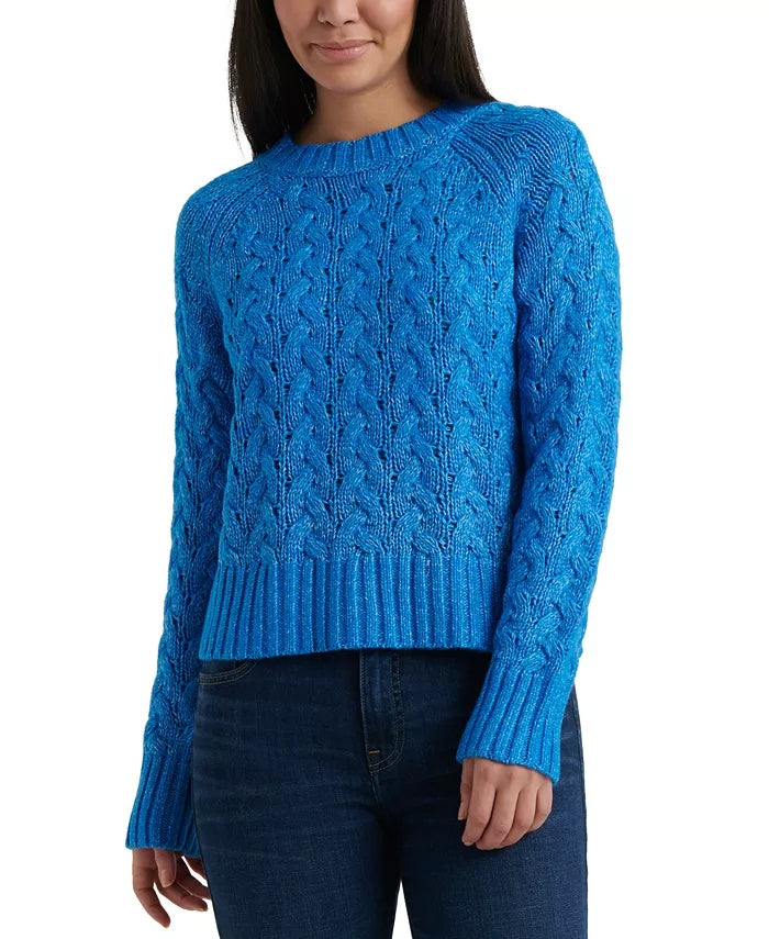 Lucky Brand Camiseta Feminina Manga Longa Gola Redonda Suéter Azul Tamanho P