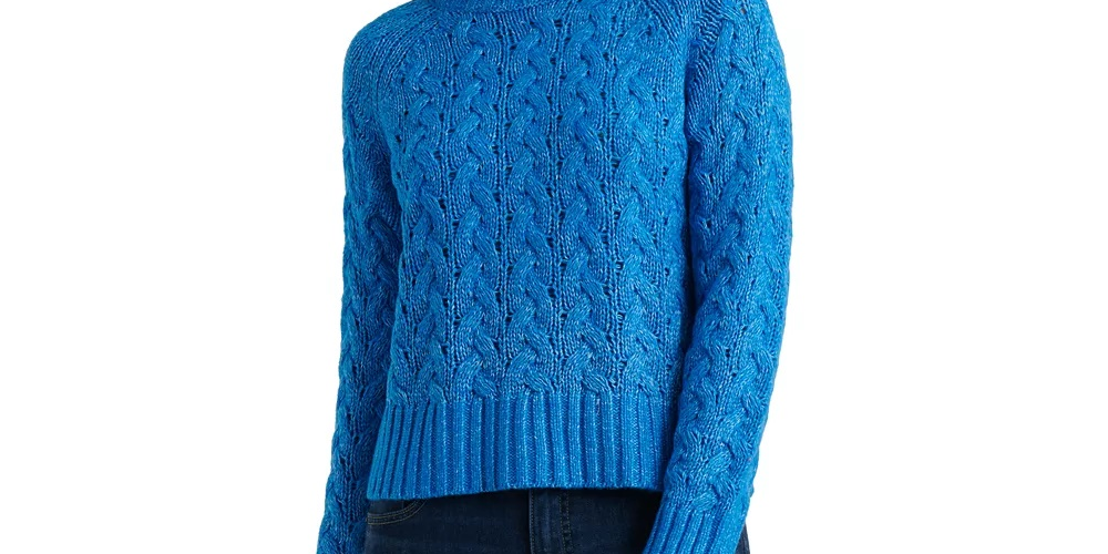 Lucky Brand Camiseta Feminina Manga Longa Gola Redonda Suéter Azul Tamanho P