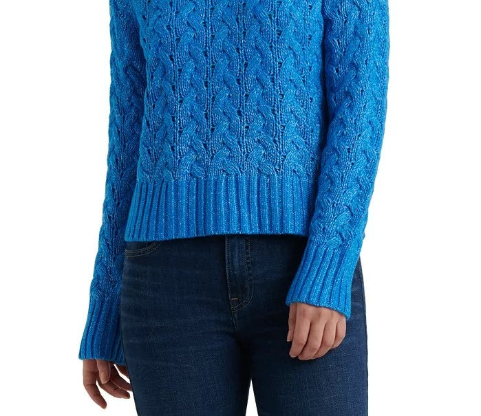 Lucky Brand Camiseta Feminina Manga Longa Gola Redonda Suéter Azul Tamanho P