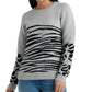 Suéter feminino Lucky Brand com estampa de animais mistos, cinza, tamanho extragrande