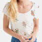 Camiseta feminina com estampa de borboleta Lucky Brand, branca, tamanho X-S