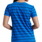 Camiseta feminina listrada com gola redonda Lucky Brand, azul, tamanho médio