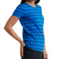 Camiseta feminina listrada com gola redonda Lucky Brand, azul, tamanho médio