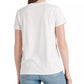 Camiseta feminina de algodão bordada Lucky Brand, branca, tamanho pequeno
