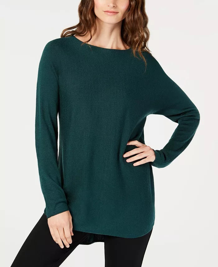 Suéter feminino com cauda de camisa verde da INC International Concepts