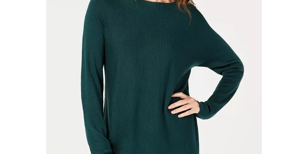 Suéter feminino com cauda de camisa verde da INC International Concepts