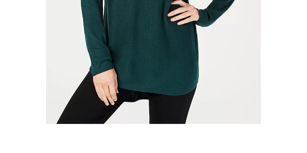 Suéter feminino com cauda de camisa verde da INC International Concepts