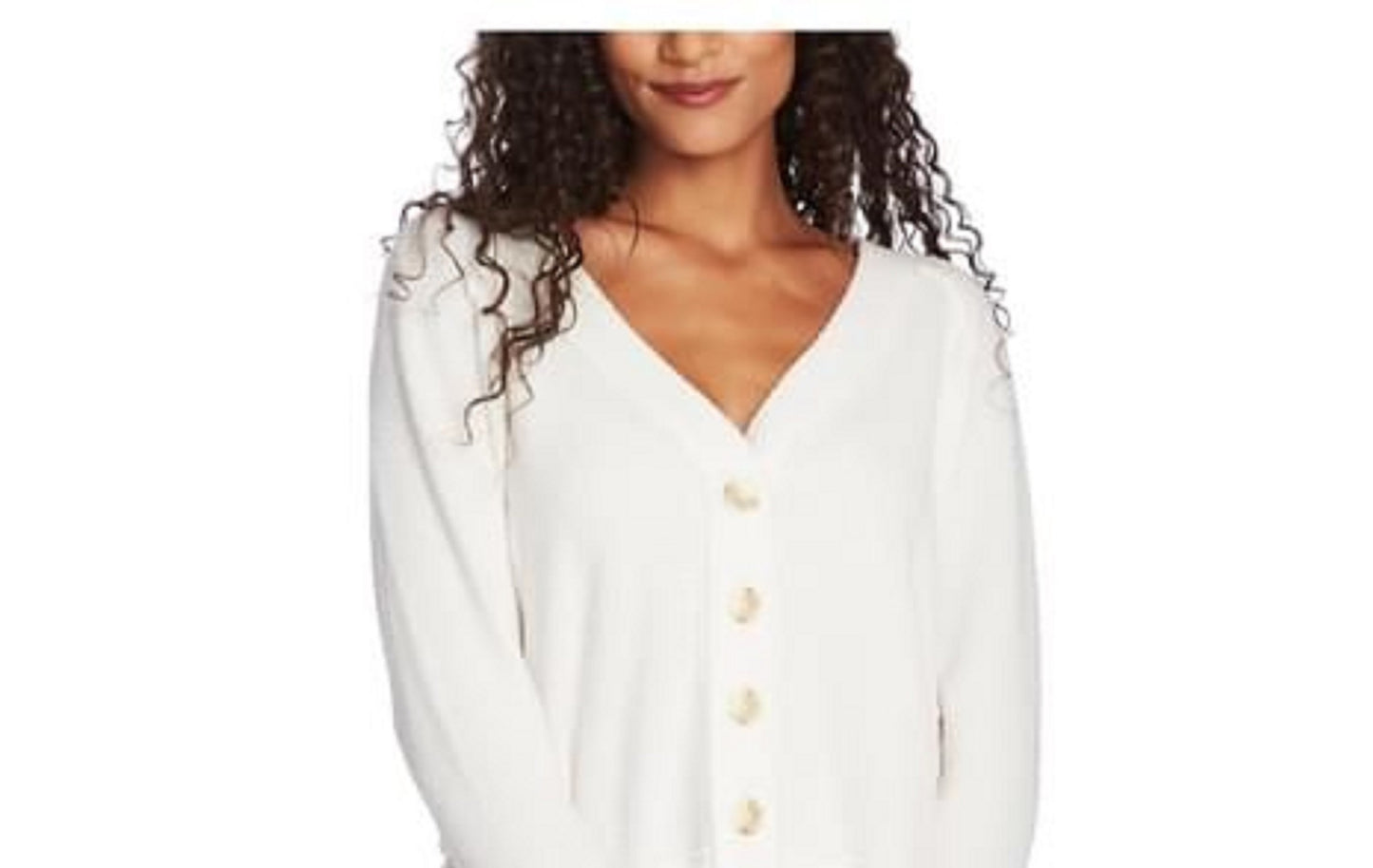 1.STATE Cardigan feminino com decote em V, branco