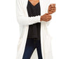 1.STATE Suéter Maxi Cardigan Feminino de Malha Waffle Branco