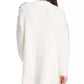 1.STATE Cardigan Feminino Whipstitch Eyelash Branco