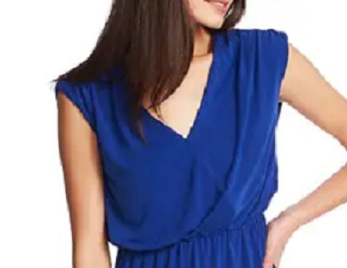 1.STATE Vestido tubinho feminino com decote em V azul