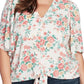 1.STATE Top feminino moderno com estampa floral e amarração frontal marrom