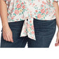 1.STATE Top feminino moderno com estampa floral e amarração frontal marrom