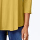Top feminino com decote redondo da coleção JM, tamanho XX-G, regular e pequeno, dourado