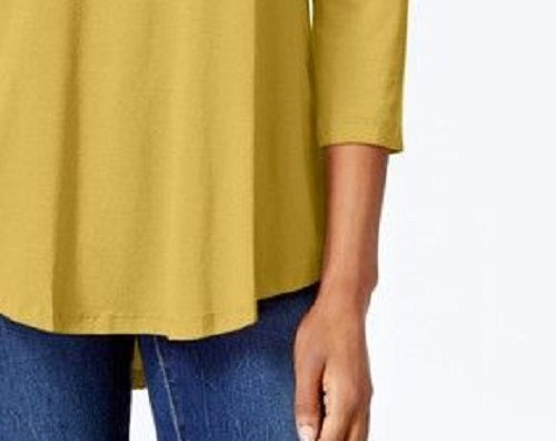 Top feminino com decote redondo da coleção JM, tamanho XX-G, regular e pequeno, dourado