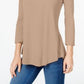 JM Women's Collection Top com decote redondo bege escuro tamanho pequeno
