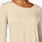 JM Collection Top feminino pequeno com manga três quartos, bege, tamanho pequeno