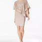 Vestido tubinho com lantejoulas R &amp; M Richards feminino, tamanho 10, cinza-claro, pequeno