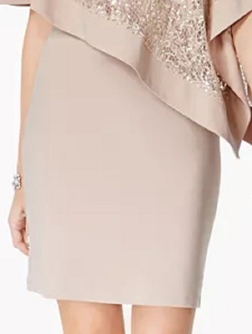 Vestido tubinho com lantejoulas R &amp; M Richards feminino, tamanho 10, cinza-claro, pequeno