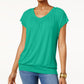 Camiseta feminina Bluson da coleção JM, verde, tamanho grande