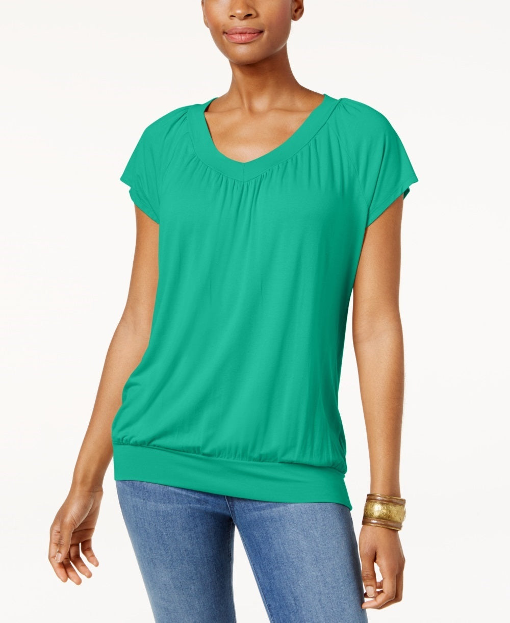 Camiseta feminina Bluson da coleção JM, verde, tamanho grande