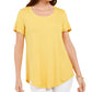 JM Collection Top feminino com decote redondo, dourado, tamanho X-S