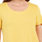JM Collection Top feminino com decote redondo, dourado, tamanho X-S