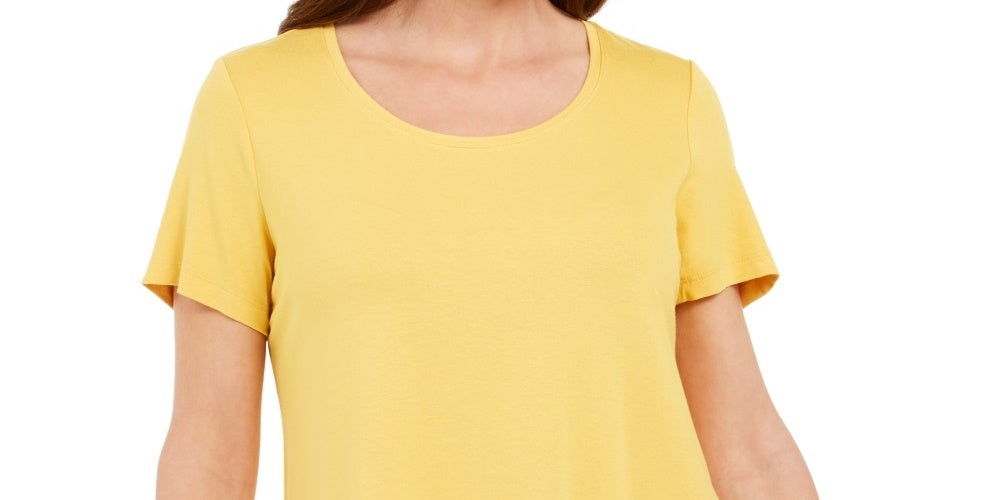 JM Collection Top feminino com decote redondo, dourado, tamanho X-S