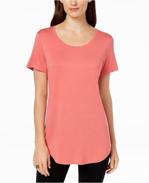 JM Collection Top feminino com decote redondo rosa tamanho pequeno