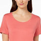 JM Collection Top feminino com decote redondo rosa tamanho pequeno