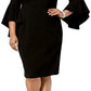 Vestido feminino R &amp; M Richards com ombros de fora e manga flare, preto, tamanho 20W