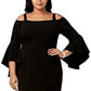 Vestido feminino R &amp; M Richards com ombros de fora e manga flare, preto, tamanho 20W