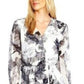 Top peplum assimétrico com estampa floral feminino Vince Camuto, branco, tamanho grande