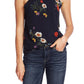 Blusa feminina Vince Camuto com estampa floral e gola alta, azul-marinho, tamanho extragrande