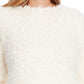 Vince Camuto Blusa feminina texturizada com manga sino e pele sintética, branca, tamanho extragrande