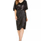 Vestido Blusão Drapeado com Lantejoulas Feminino 28th &amp; Park Preto Tamanho 16