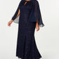 Vestido capelete de renda plus size feminino SL Fashions, tamanho marinho, pequeno e pequeno