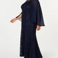 Vestido capelete de renda plus size feminino SL Fashions, tamanho marinho, pequeno e pequeno