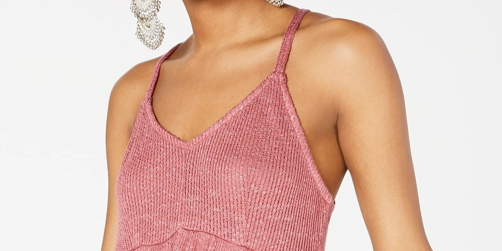 American Rag Junior's Textured Knit Racerback Tank Top Rosa Tamanho Médio