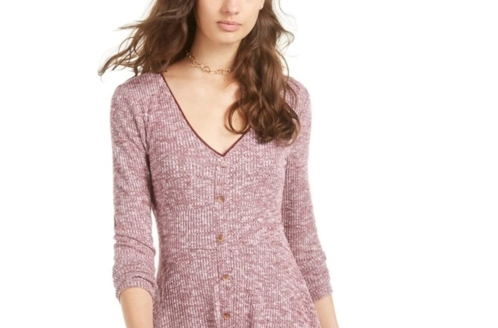 Vestido American Rag Junior's Marled Rib Knit Fit &amp; Flare Vermelho Tamanho P