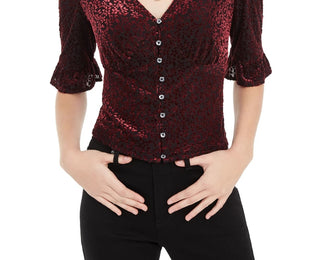 American Rag Juniors'' Burnout Velvet Top Preto Tamanho Grande