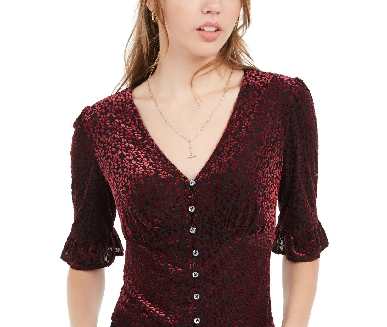 American Rag Juniors' Burnout Velvet Top Preto Tamanho Médio