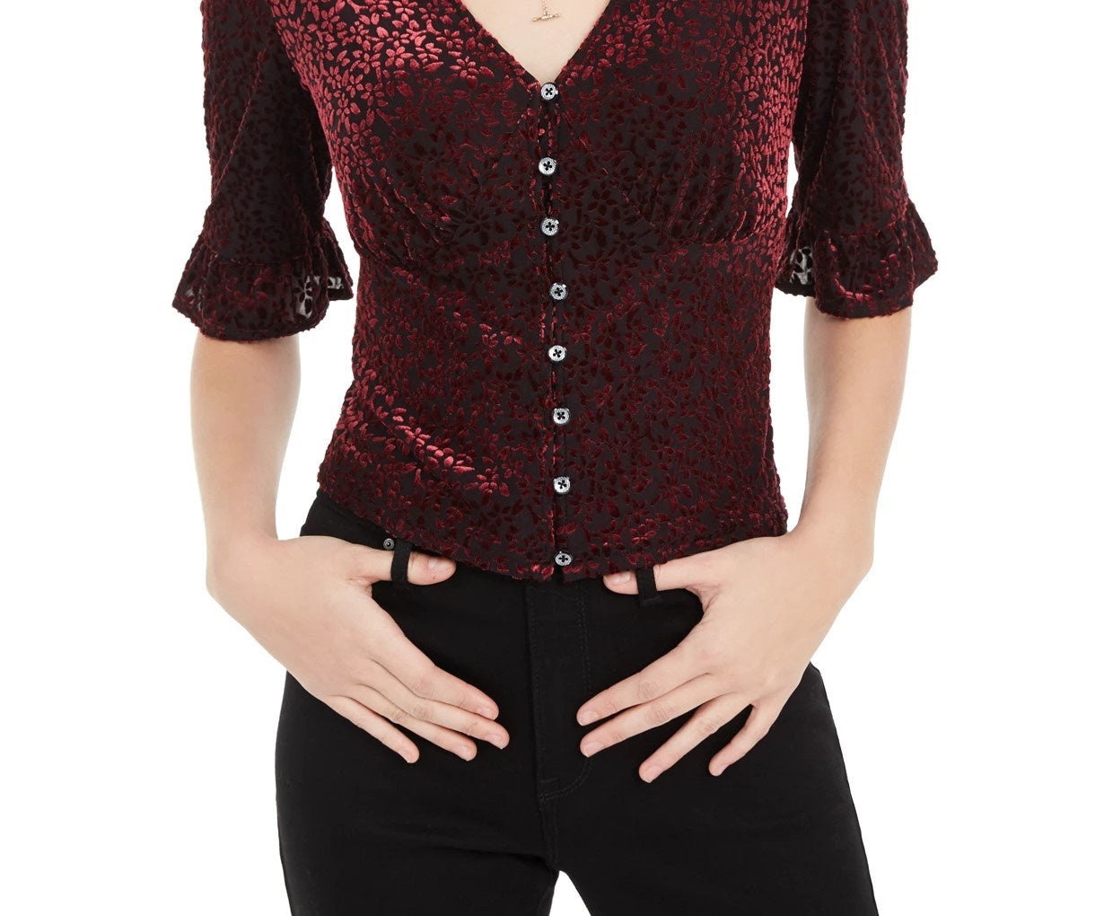 American Rag Juniors' Burnout Velvet Top Preto Tamanho Médio