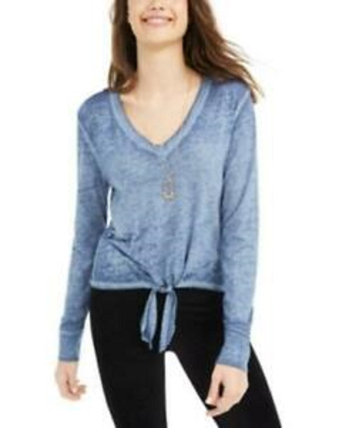 Top texturizado com amarração na cintura American Rag Juniors, azul escuro, tamanho médio