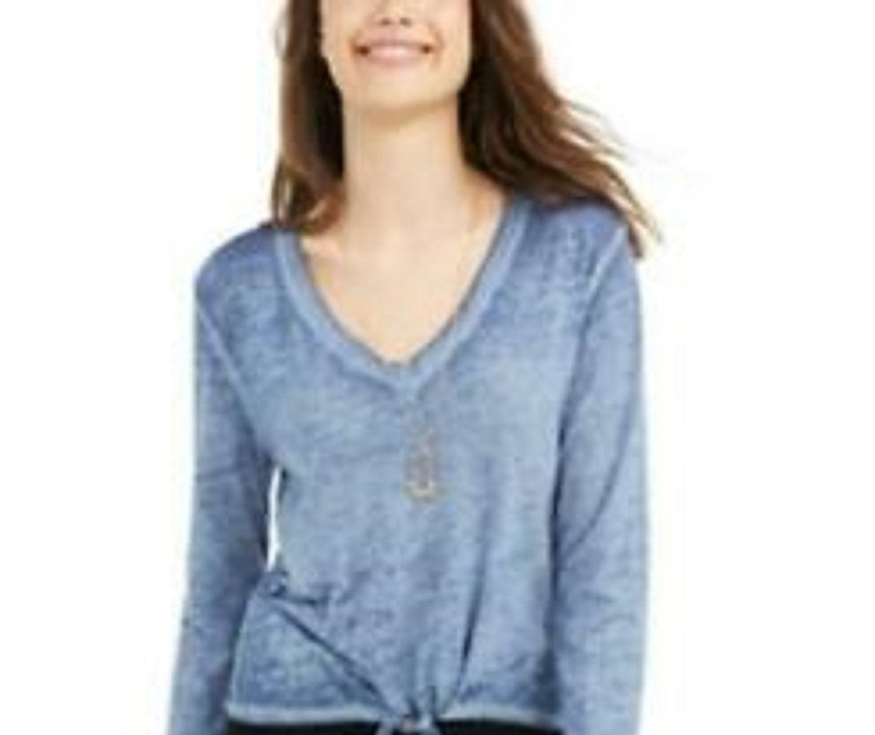 Top texturizado com amarração na cintura American Rag Juniors, azul escuro, tamanho médio