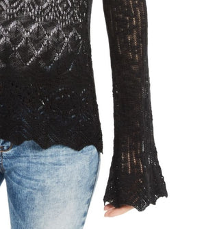 Suéter de manga larga Pointelle-Knit da American Rag Juniors, preto, tamanho médio